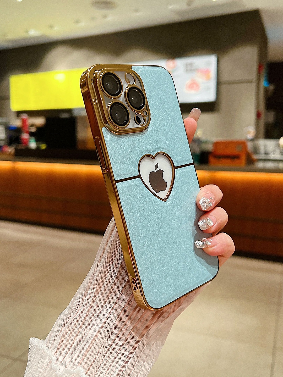

Luxury Kase Textured Printed iPhone 13 Pro Back Case, Blue