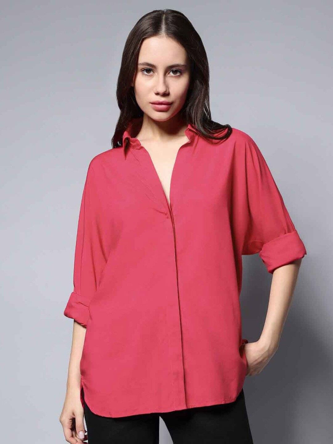

Fab Star Women Comfort Opaque Casual Shirt, Pink
