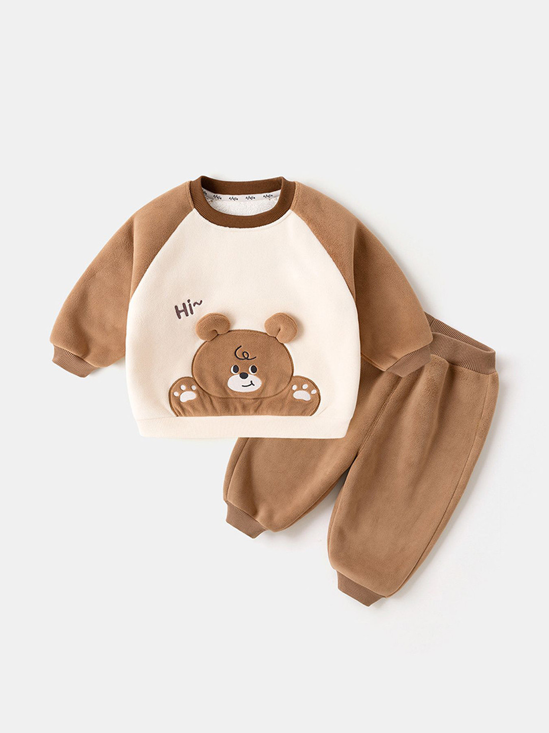 

LULU & SKY Kids Printed Sweatshirt & Joggers Night Suit, Brown