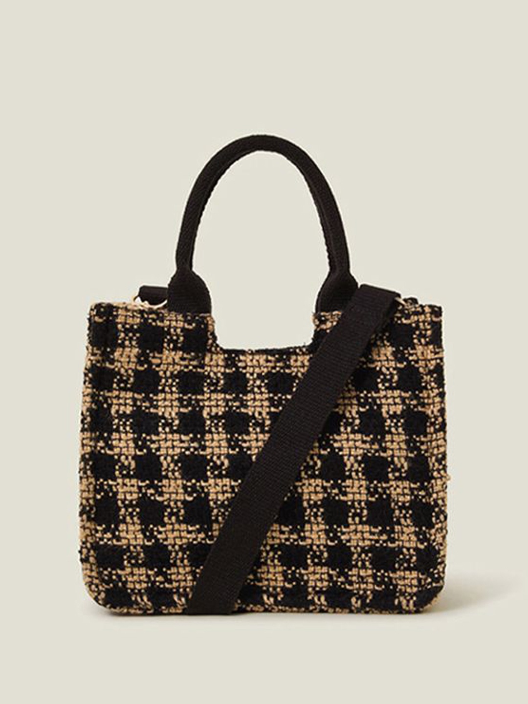 

Accessorize Checked Swagger Sling Bag with Cut Work, Black