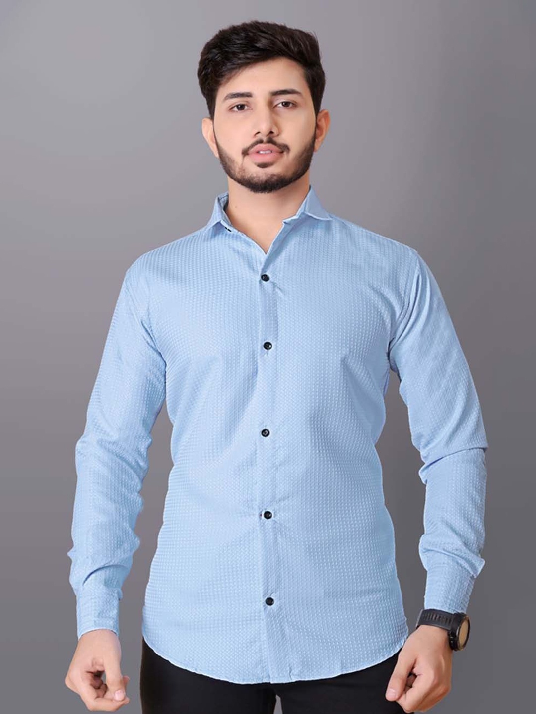 

WILNERCROWN Men Classic Opaque Casual Shirt, Blue