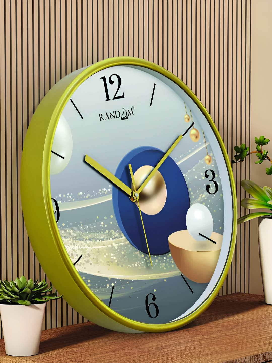 

RANDOM Printed Round Shaped Sweep Silent Movement Contemporary Wall Clock, Green