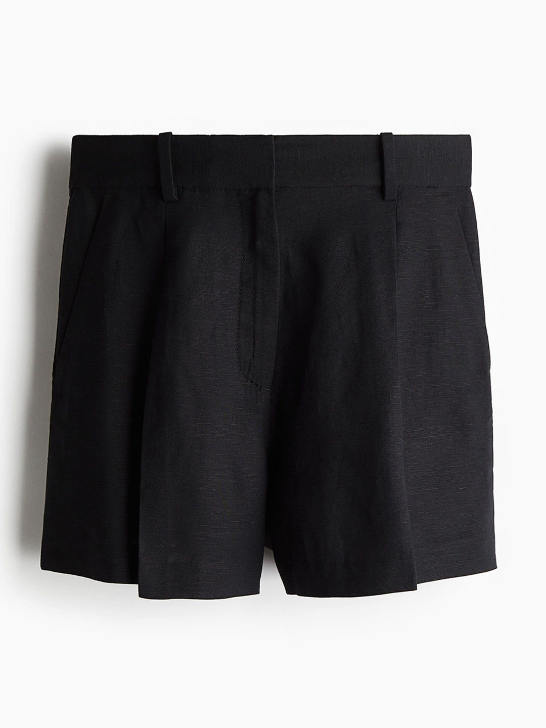 

H&M Linen-Blend Shorts, Black