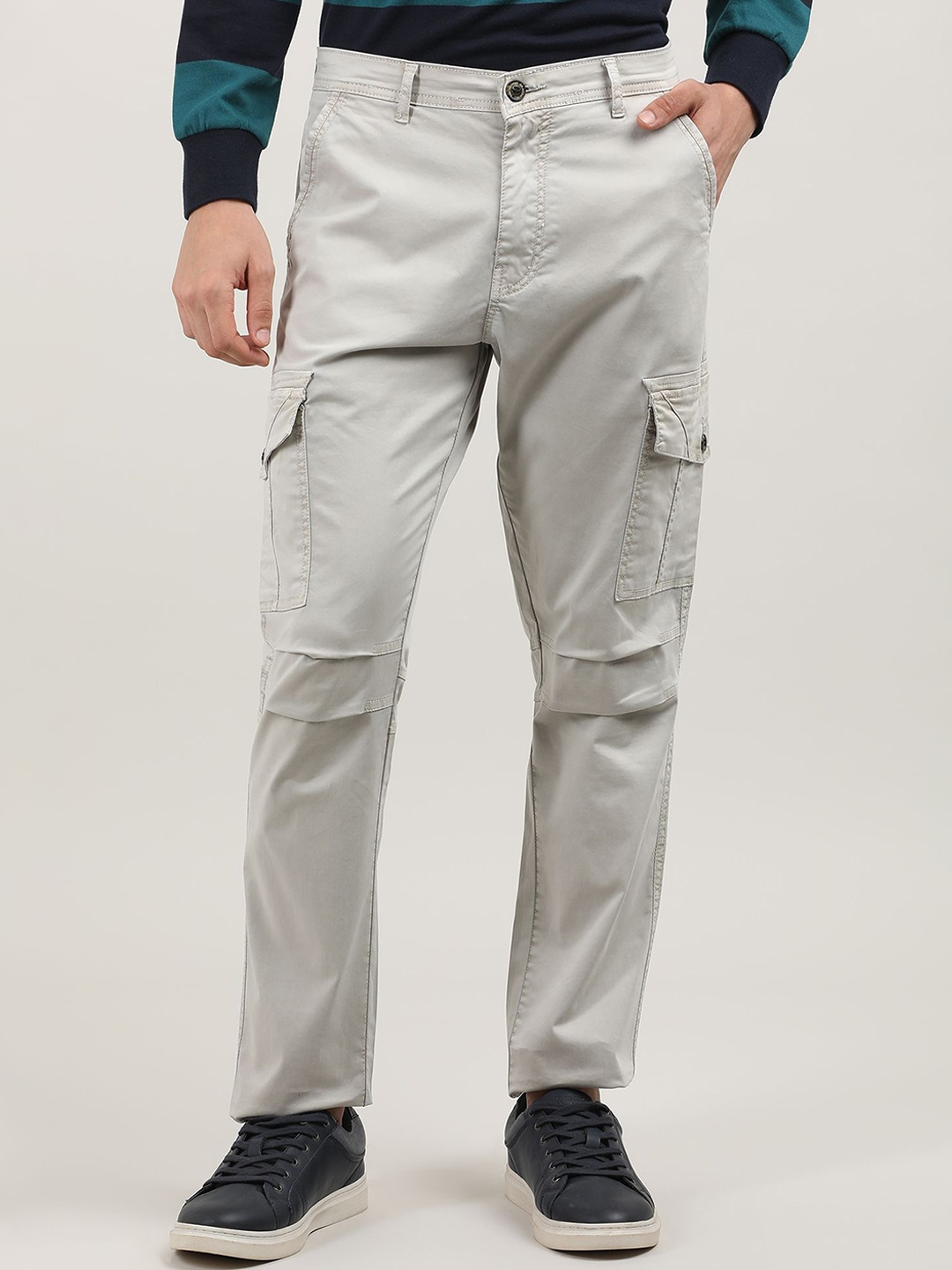 

DRAGON HILL Men Relaxed Cargos Trousers, Grey
