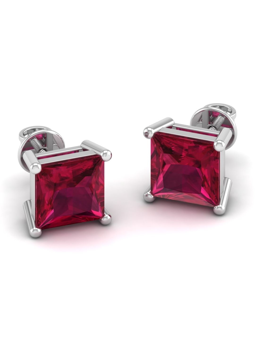 

AKSHAT SAPPHIRE 92.5 Pure Sterling Silver Rhodium-Plated CZ-Stone Studded Square Studs