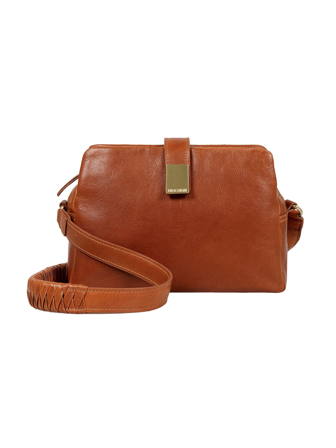 

Hidesign Women Textured Crossbody Leather Sling Bag, Brown
