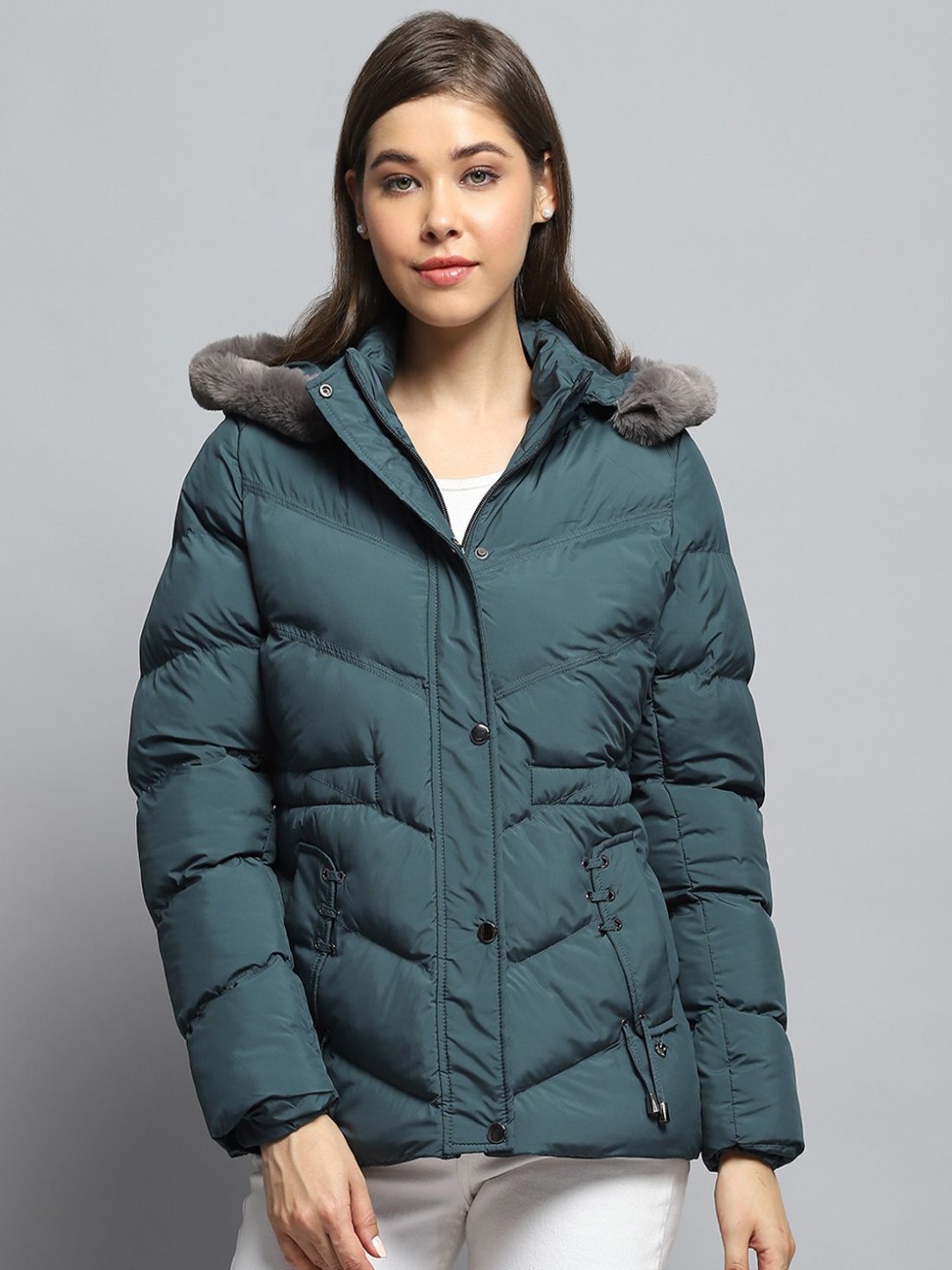 

Monte Carlo Women Hooded Solid Casual Lightweight Parka Jacket, Green