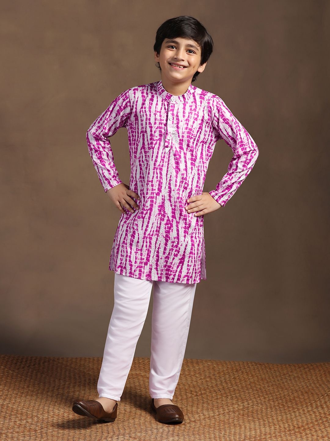 

FASHION DREAM Boys Printed Regular Holi Kurta with Pyjamas, Purple