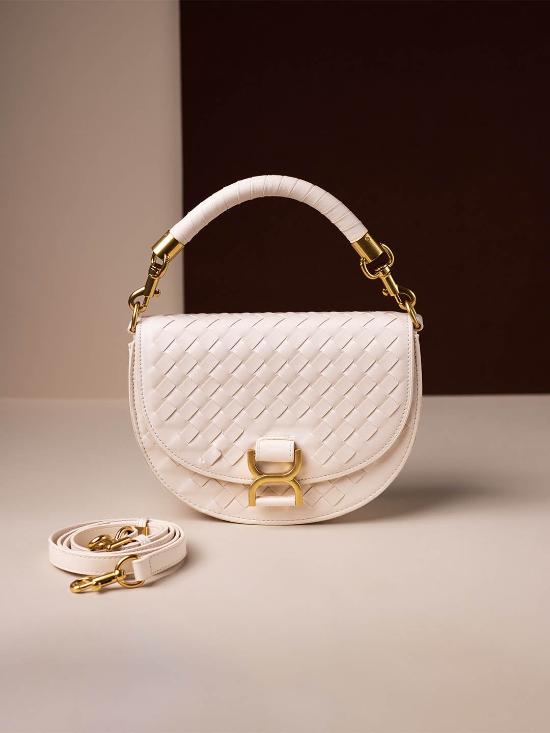 

Inc 5 Women Textured Half Moon Satchel Bag, Beige