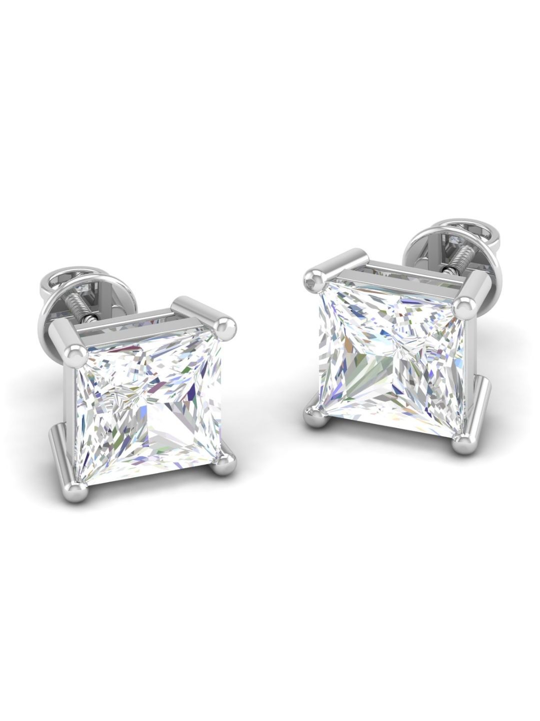

AKSHAT SAPPHIRE 92.5 Sterling Silver Rhodium-Plated Square Cubic Zirconia Studs, White
