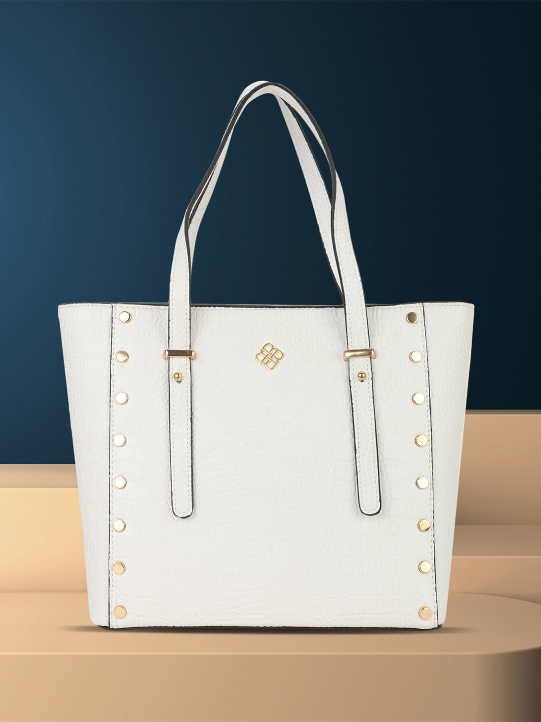 

Marie Claire Women Textured Shopper Tote Bag, White