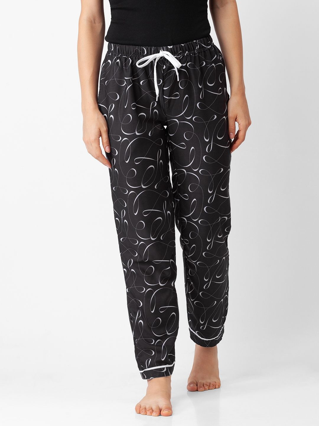 

NOIRA Women Pack Of 2 Printed Lounge Pants, Black