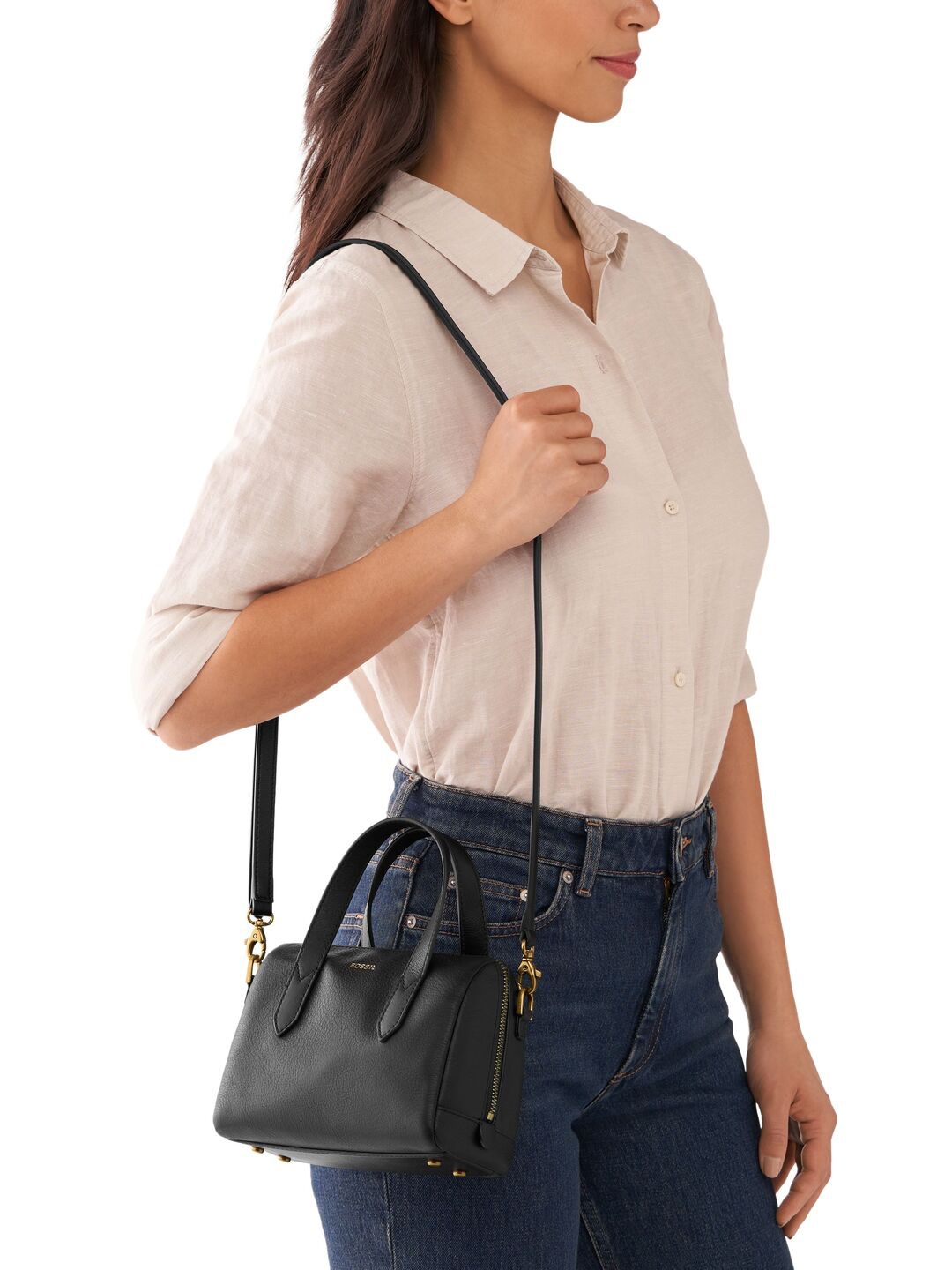 

Fossil Women Textured Crossbody Leather Sling Bag, Black