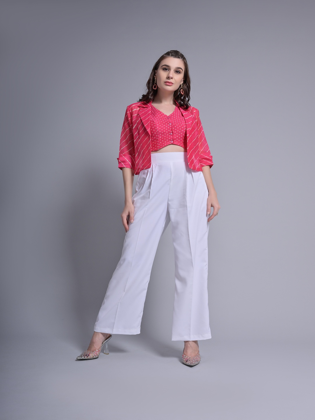 

GARDEN PARTY Printed Pure Cotton Waistcoat & Trousers With Jacket Co-Ords, Pink