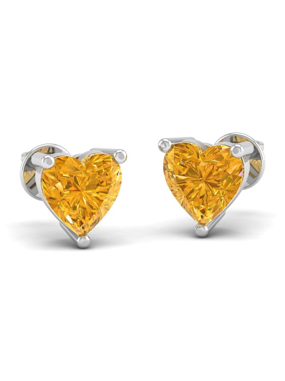 

AKSHAT SAPPHIRE Heart Shaped Studs Earrings, Yellow