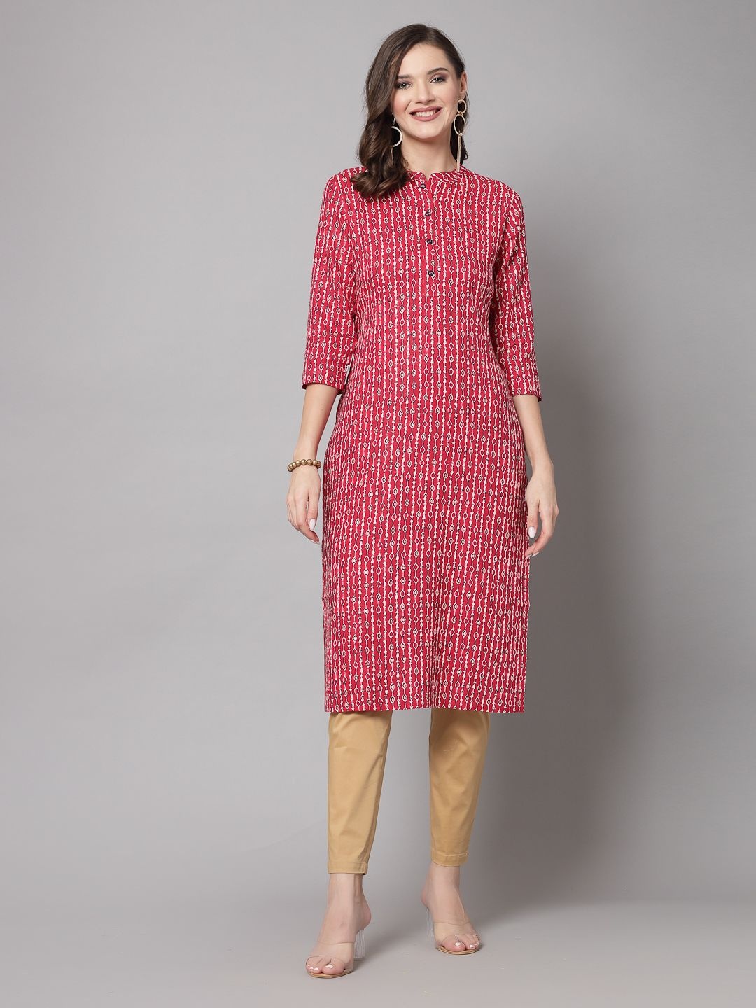 

kipek Women Floral Kurta, Red