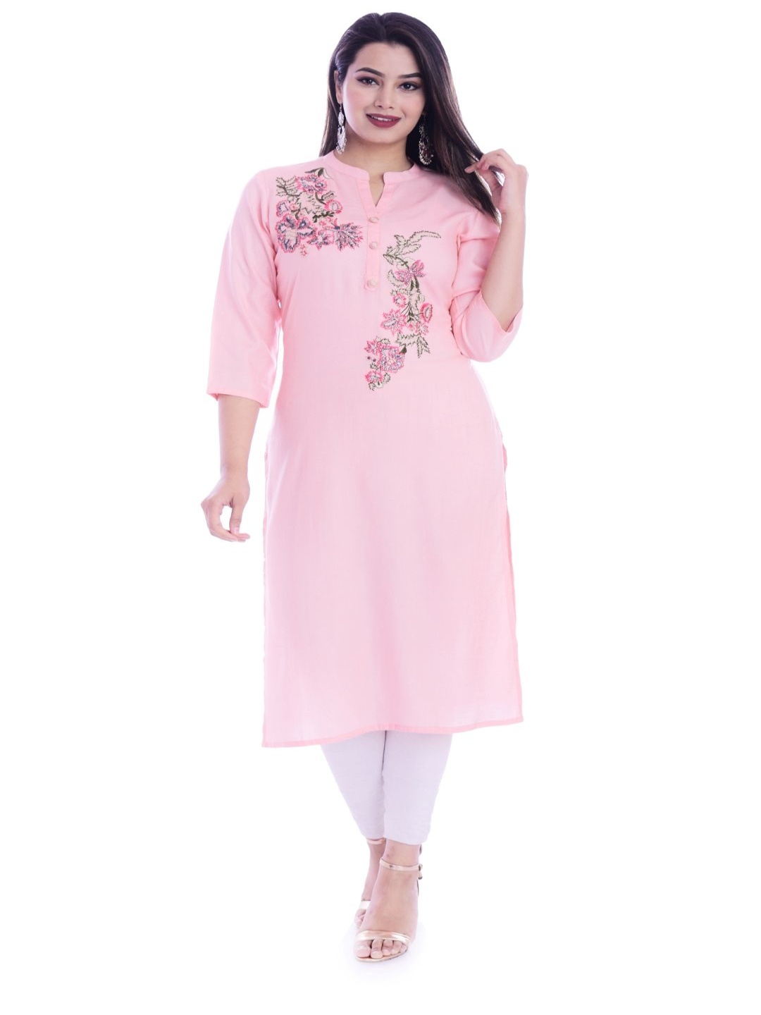 

Mehsoos Women Thread Work Kurta, Peach