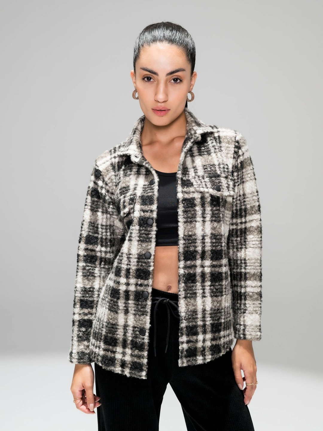 

EDRIO Women Checked Lightweight Tailored Jacket, Black