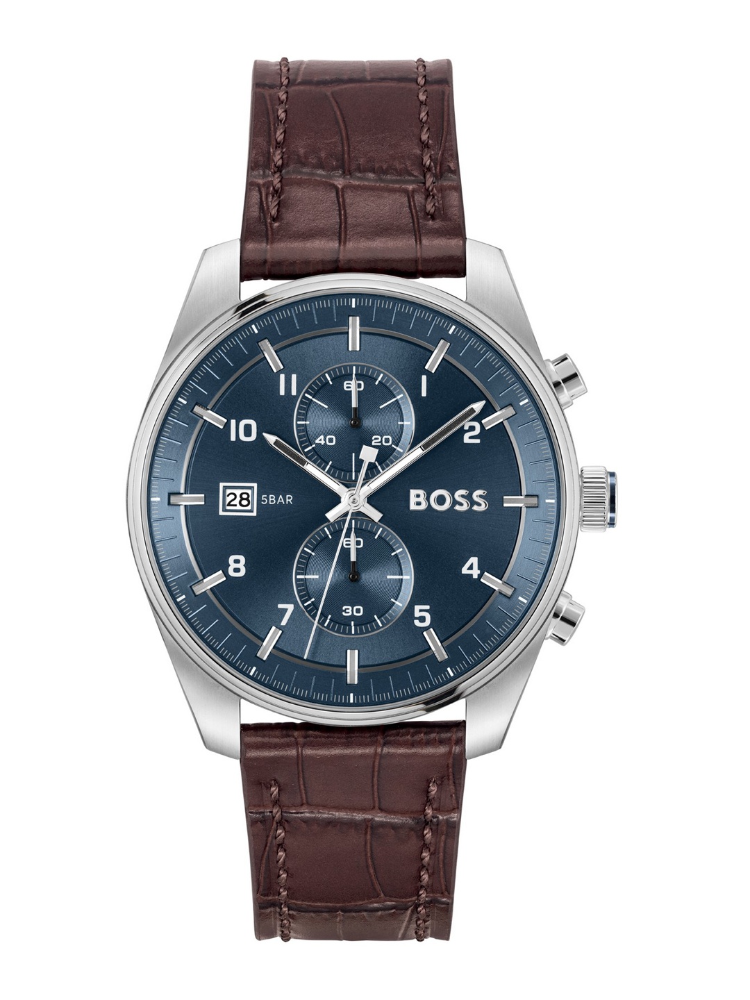 

BOSS Men Leather Textured Straps Analogue Watch 1514194, Blue