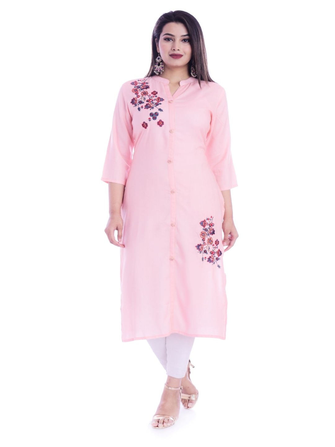 

Mehsoos Women Thread Work Kurta, Peach