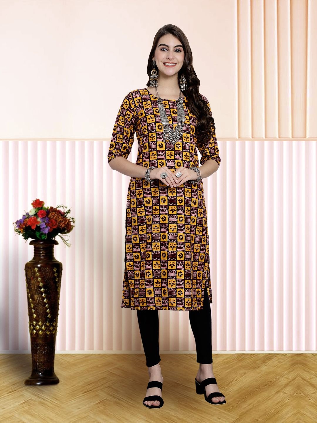 

7Threads Women Ethnic Motifs Printed Floral Crepe Kurta, Multi