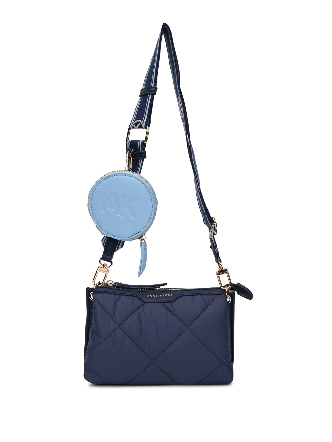 

ANNE KLEIN Women Solid Quilted Sling Bag, Navy blue