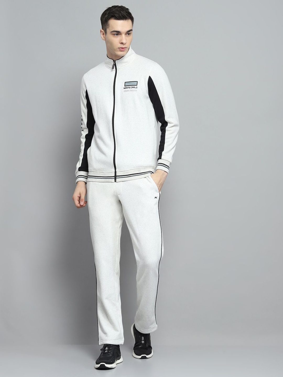 

Monte Carlo Men Colourblocked Mock Neck Tracksuit, White