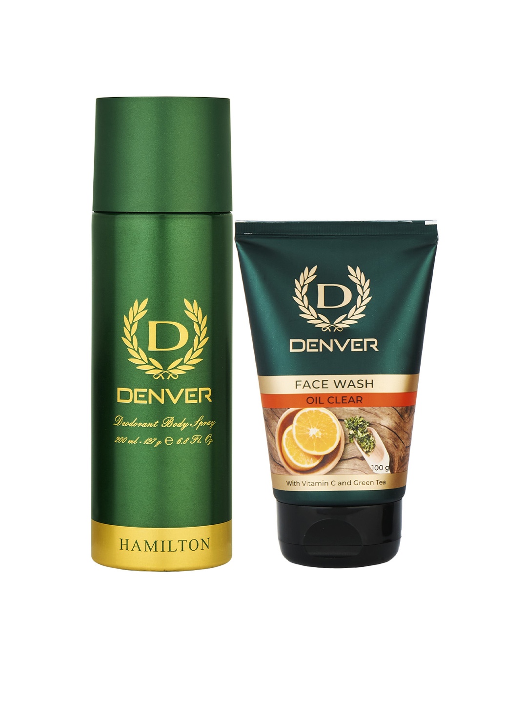 

Denver Men Hamilton Deodrant 200ml & Oil Clear Face Wash 100g, Green