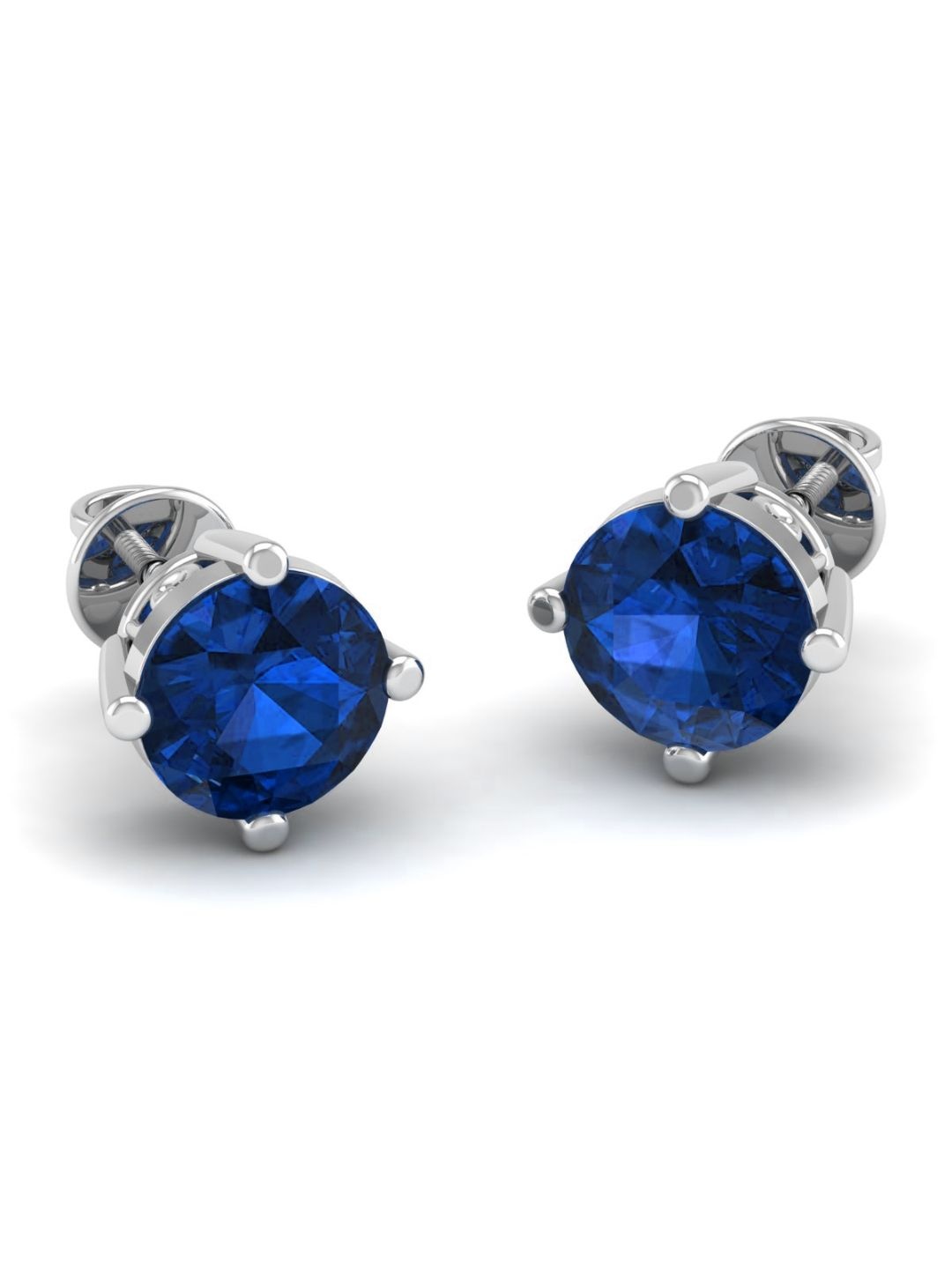 

AKSHAT SAPPHIRE 92.5 Sterling Silver Rhodium-Plated Circular Cubic Zirconia Studs, Blue