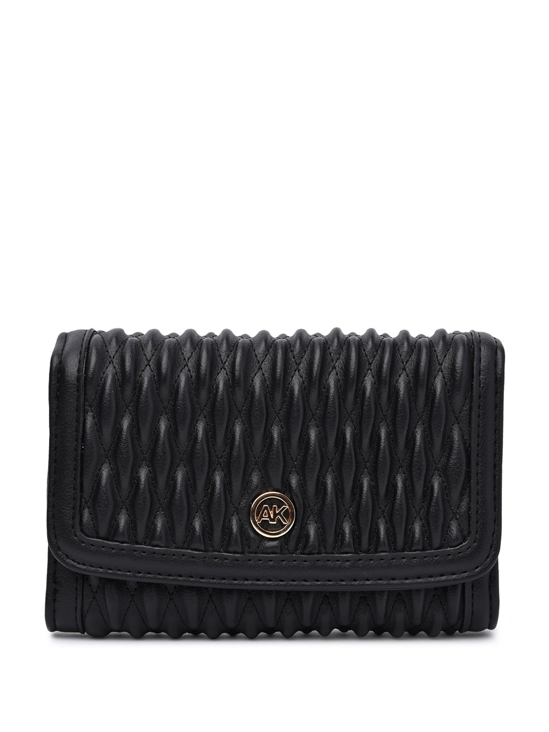 

ANNE KLEIN Women Abstract Self Design Wallet, Black