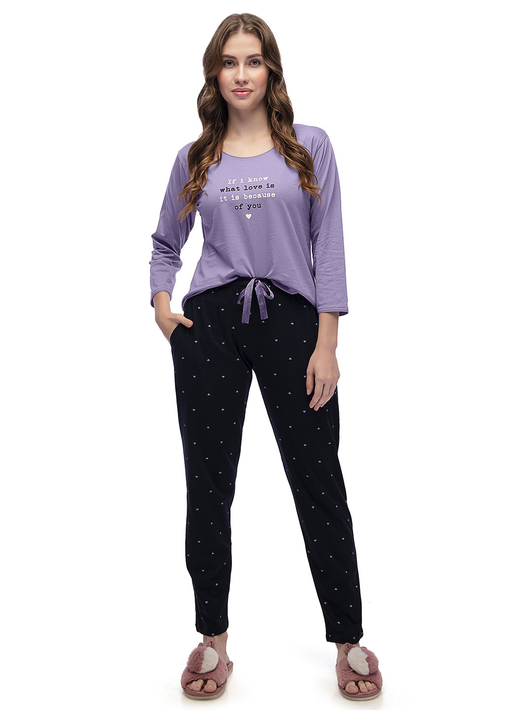 

Lotik Women Printed Pure Cotton Night suit, Purple