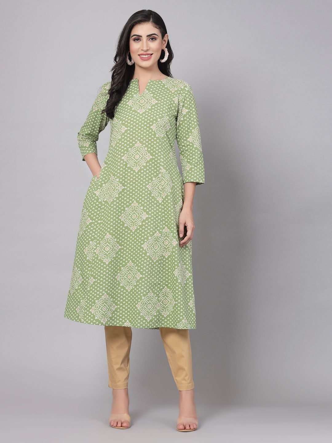 

kipek Women Floral Floral Kurta, Green