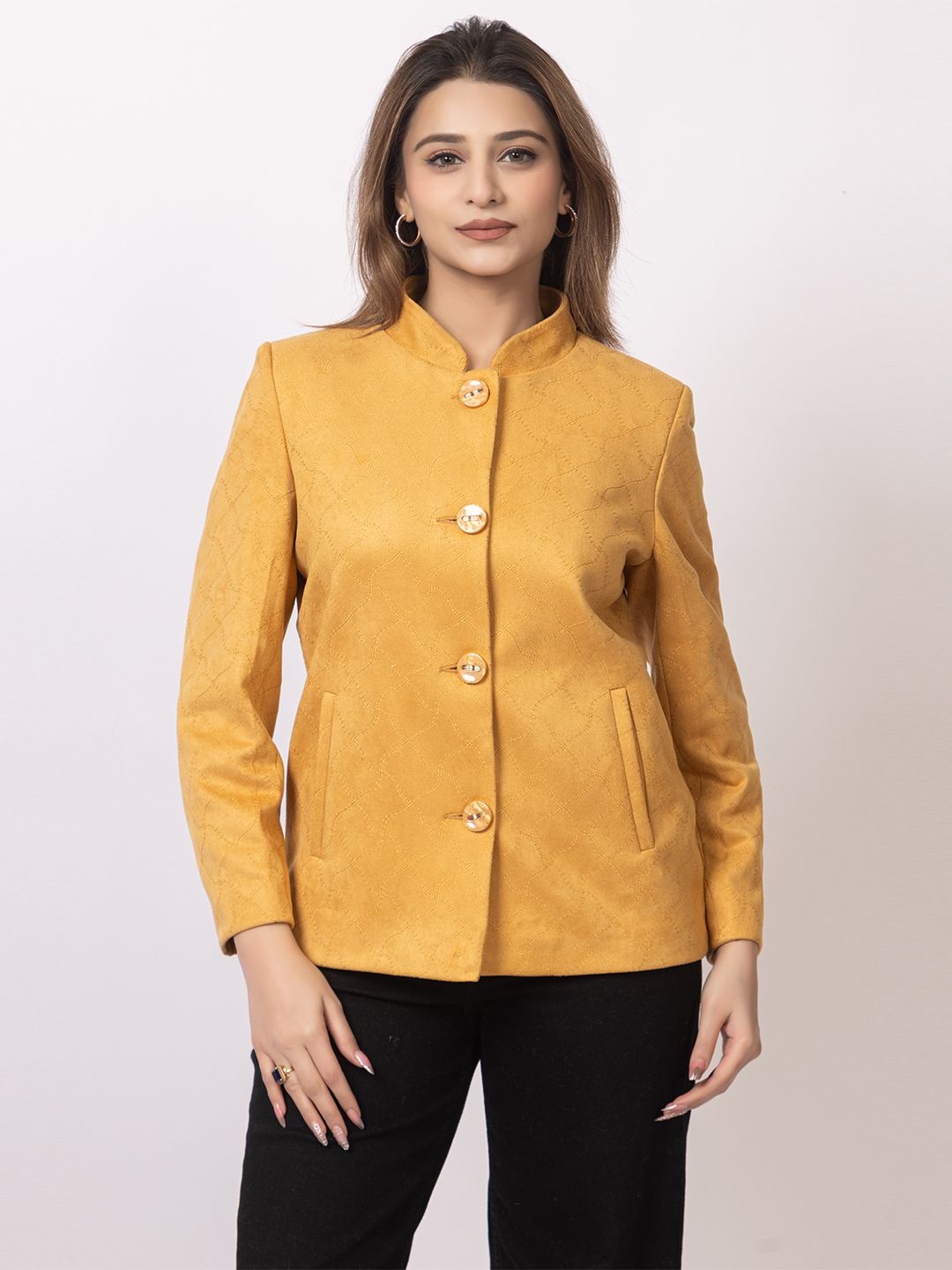 

GFO Self-Design Single Breasted Blazer, Mustard