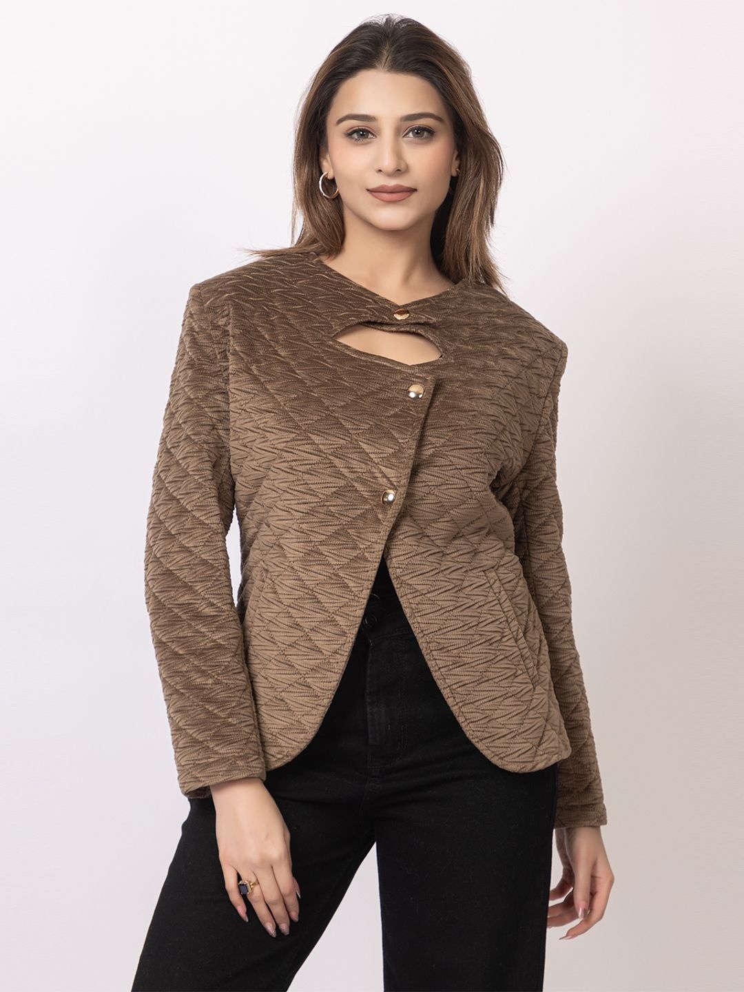 

GFO Women Single-Breasted Winter Overcoat, Brown