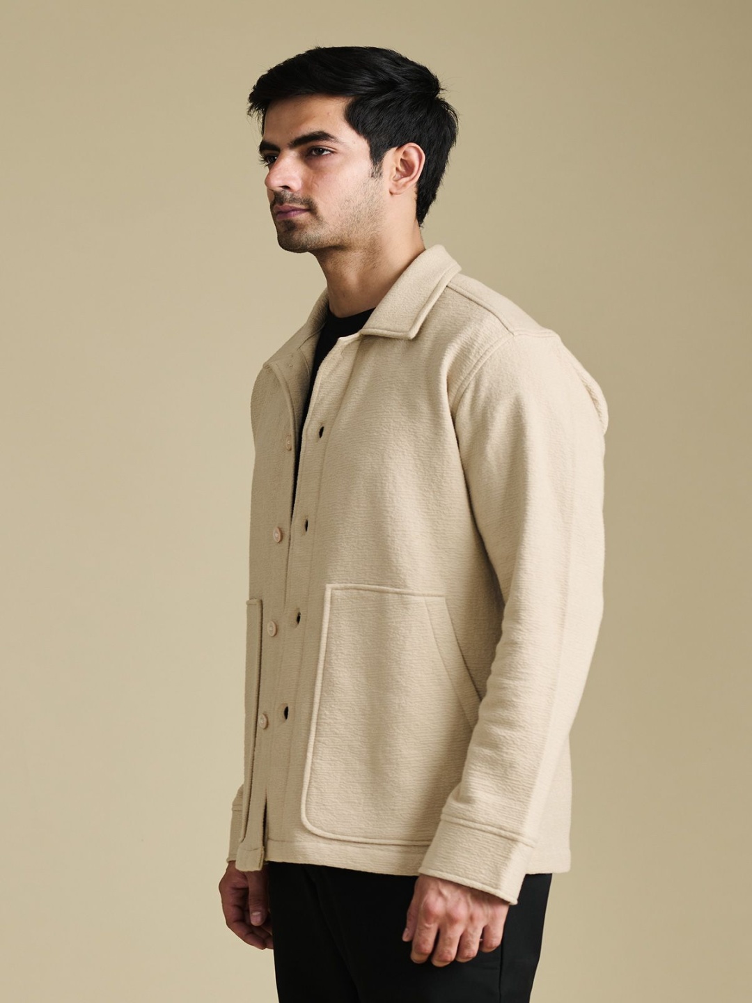 

Beyours Textured Relaxed Fit Pure Cotton Shacket, Beige