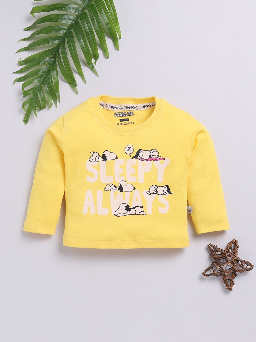 

YK X Tinyo Infant Girls Snoopy Printed Pure Cotton T-shirt, Yellow