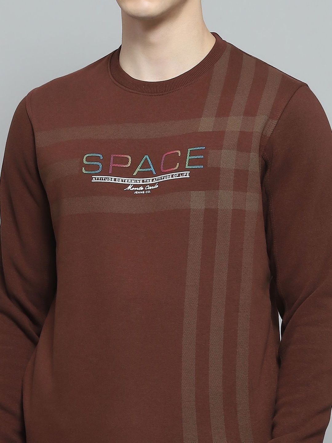 

Monte Carlo Men Printed Round Neck Full Sleeve T-Shirt With Trousers Co-Ords, Brown