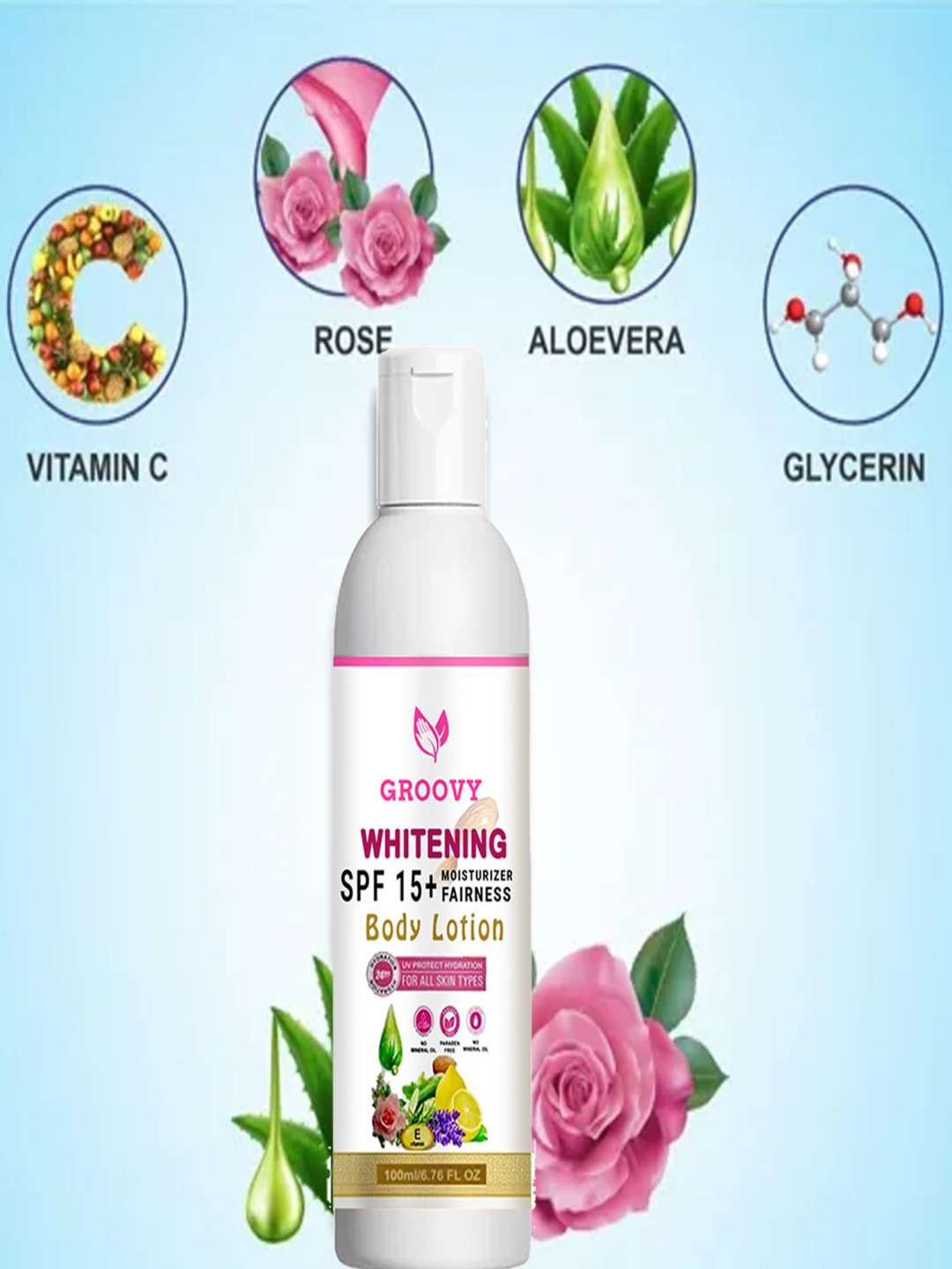 

Groovy SPF15+ Skin Lighten & Brightening Body Lotion - 100ml, White