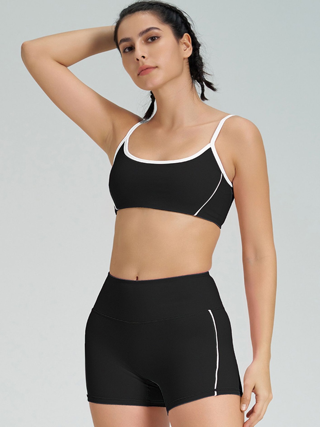 

LULU & SKY Women Skinny Fit High-Rise Sports Shorts, Black