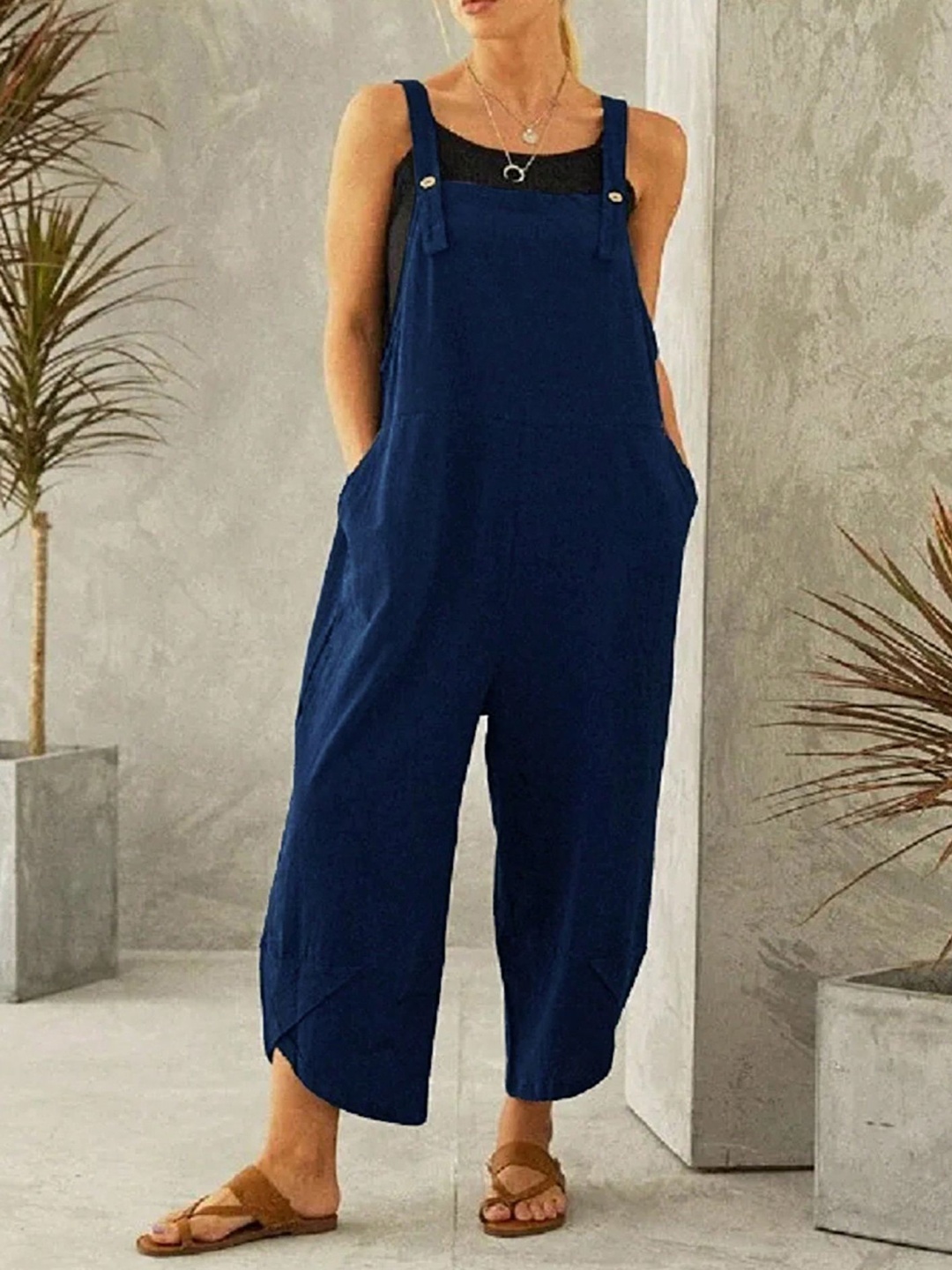 

LULU & SKY Women Straight Fit Dungarees, Blue