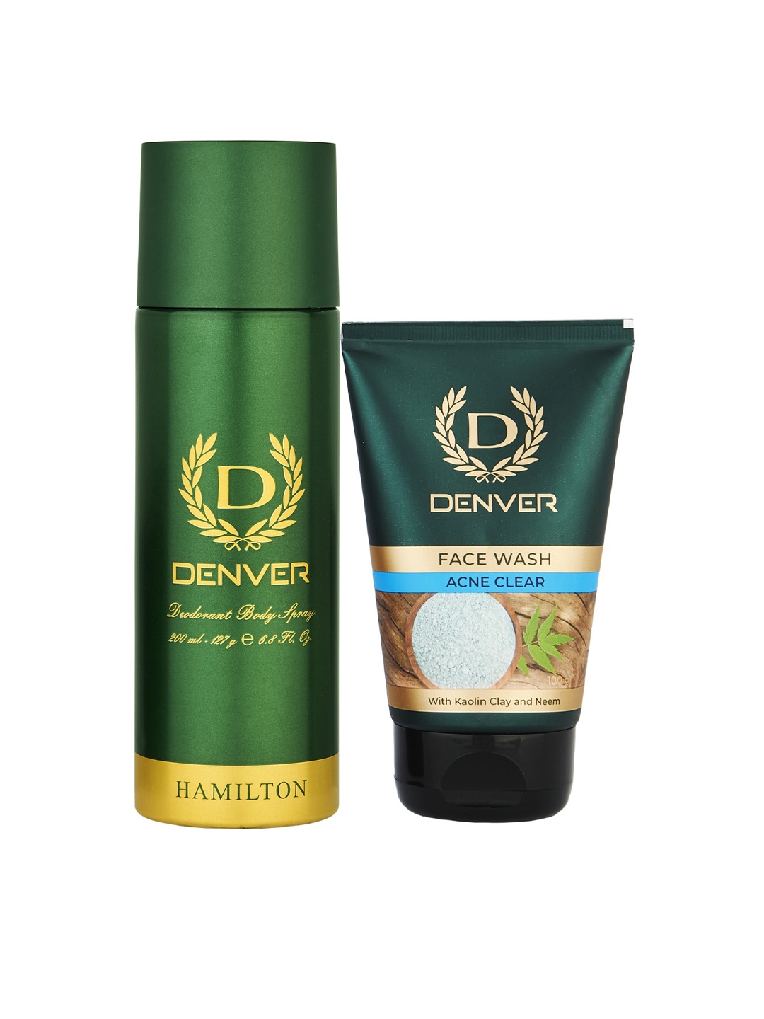 

Denver Men Hamilton Deodrant 200ml & Acne Clear Face Wash 100g, Green