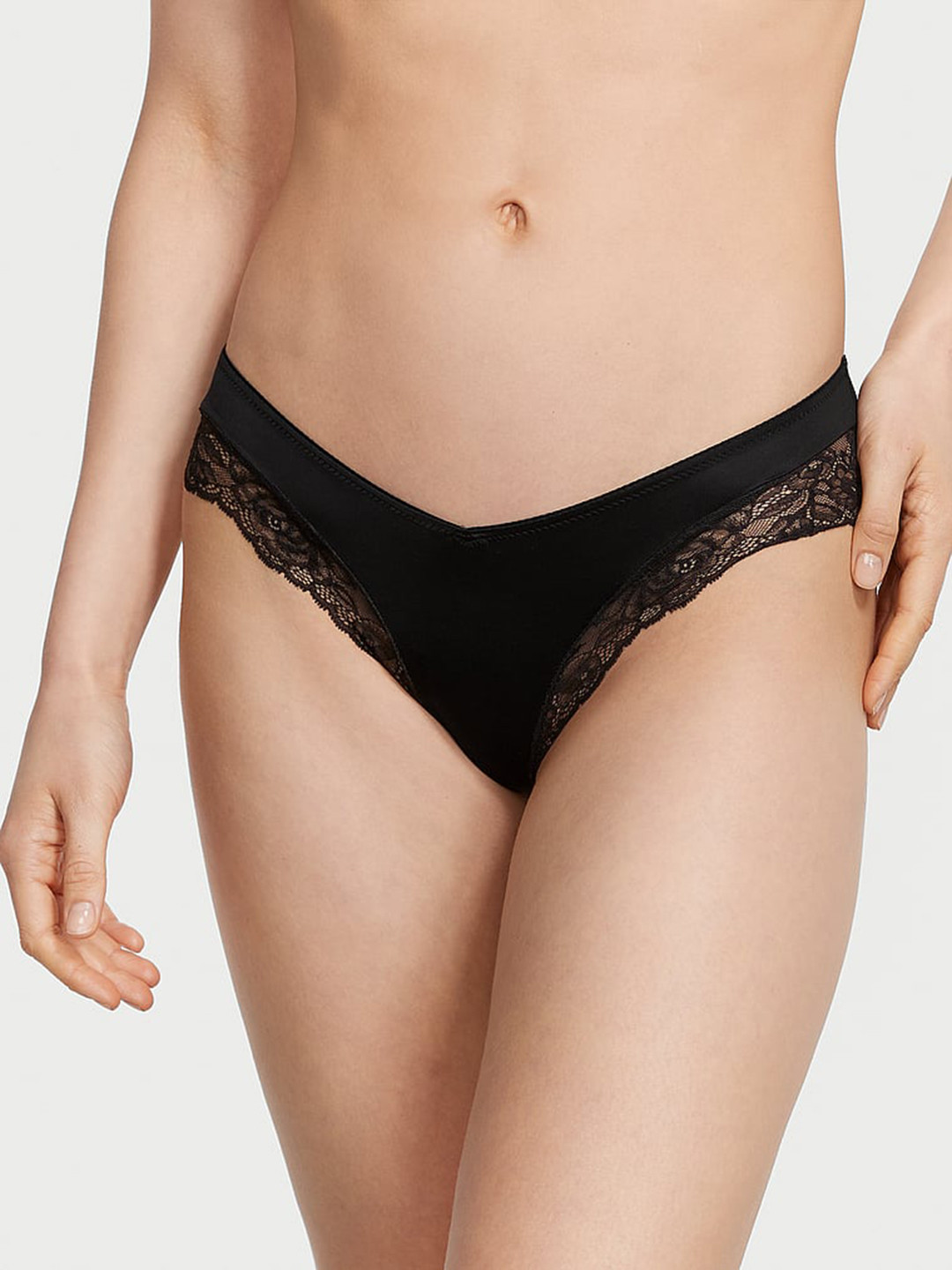 

Victoria's Secret Women Lace-Trim High-Leg Briefs, Black