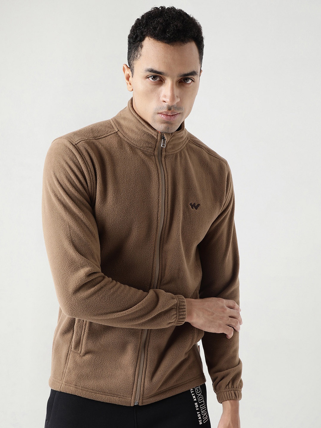 

Wildcraft Men Mock Collar Solid Casual Bomber Lightweight Jacket, Brown