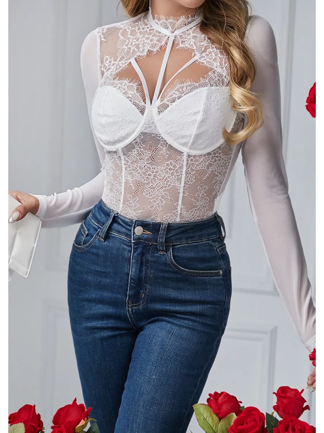 

SUPERVINTAGE Women Self-Design Bodysuit, White