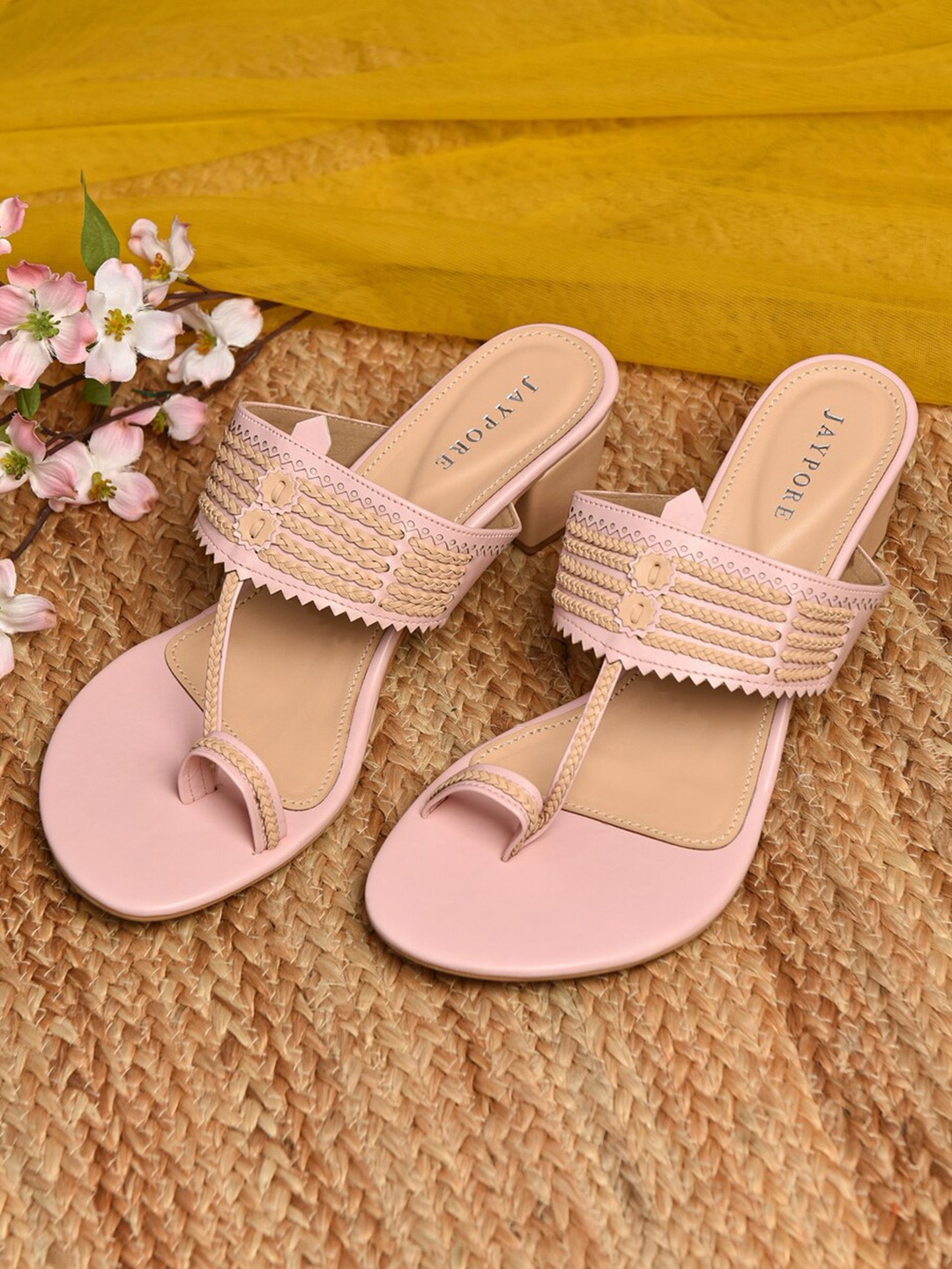 

JAYPORE Women Leather Block Heel Sandals, Pink