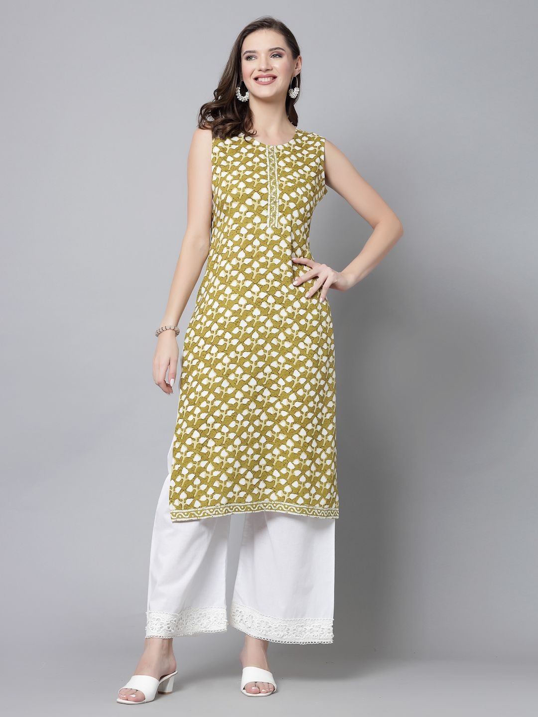 

kipek Women Floral Floral Kurta, Green