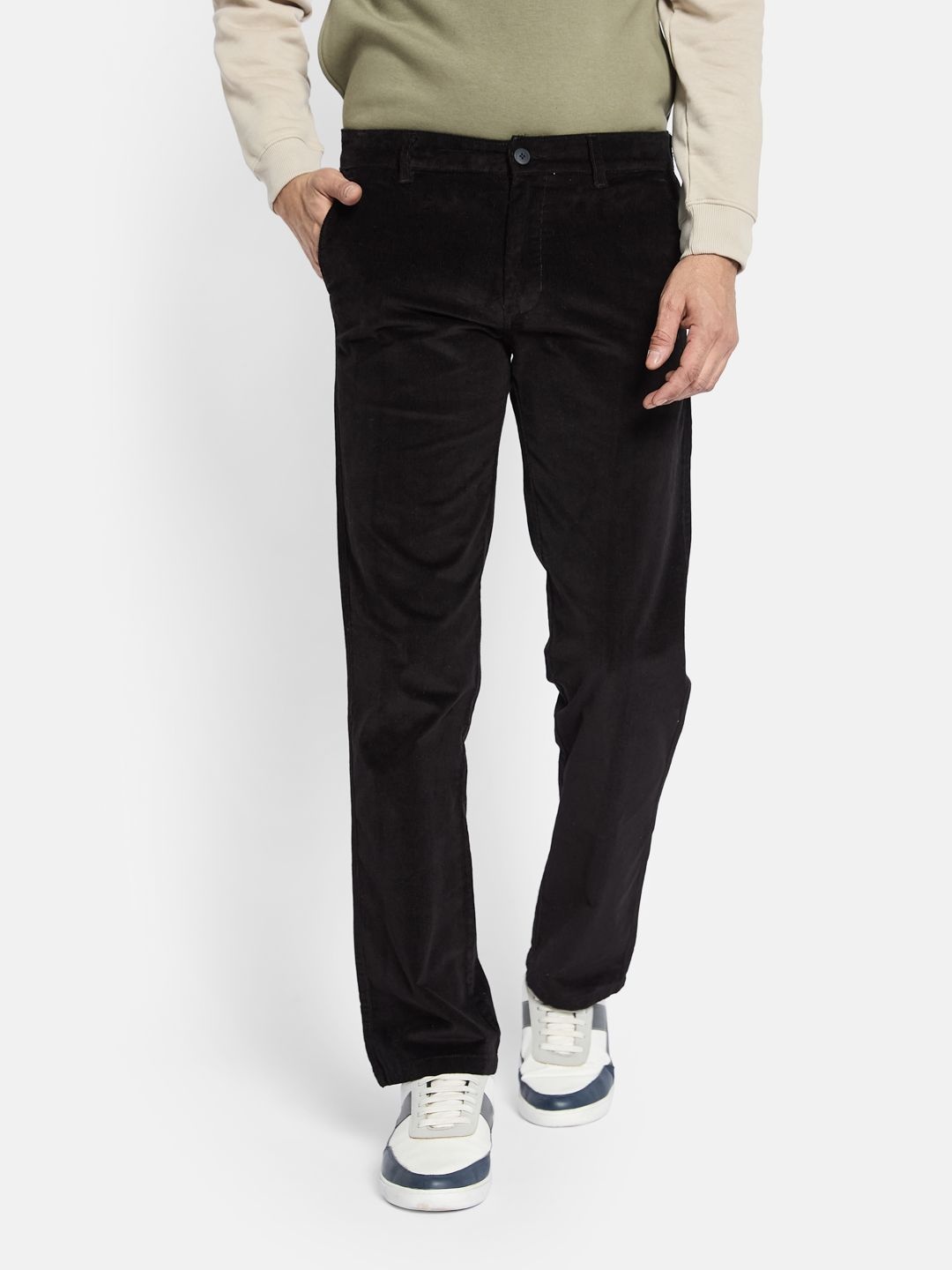 

Octave Men Cotton Chinos Trousers, Black