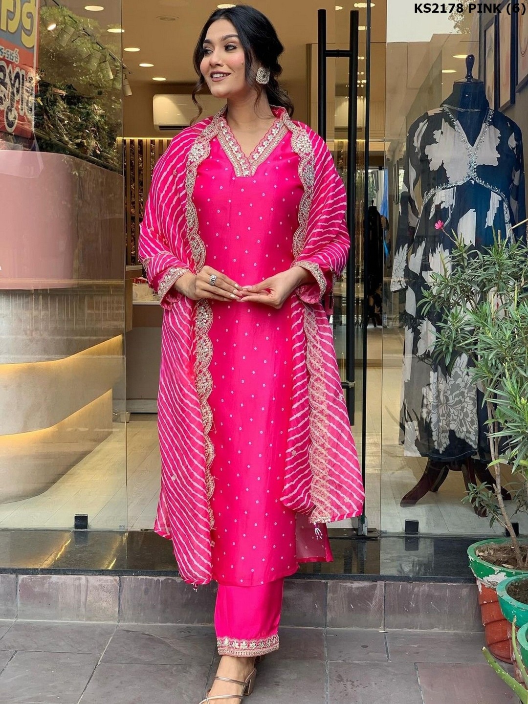 

KALINI Women Printed Regular Kurta with Palazzos & With Dupatta, Pink