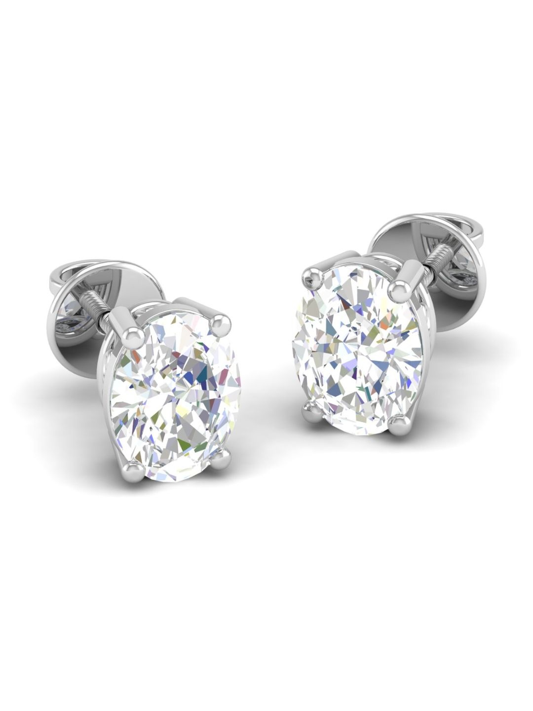 

AKSHAT SAPPHIRE 92.5 Sterling Silver Rhodium-Plated Oval Cubic Zirconia Studs, White