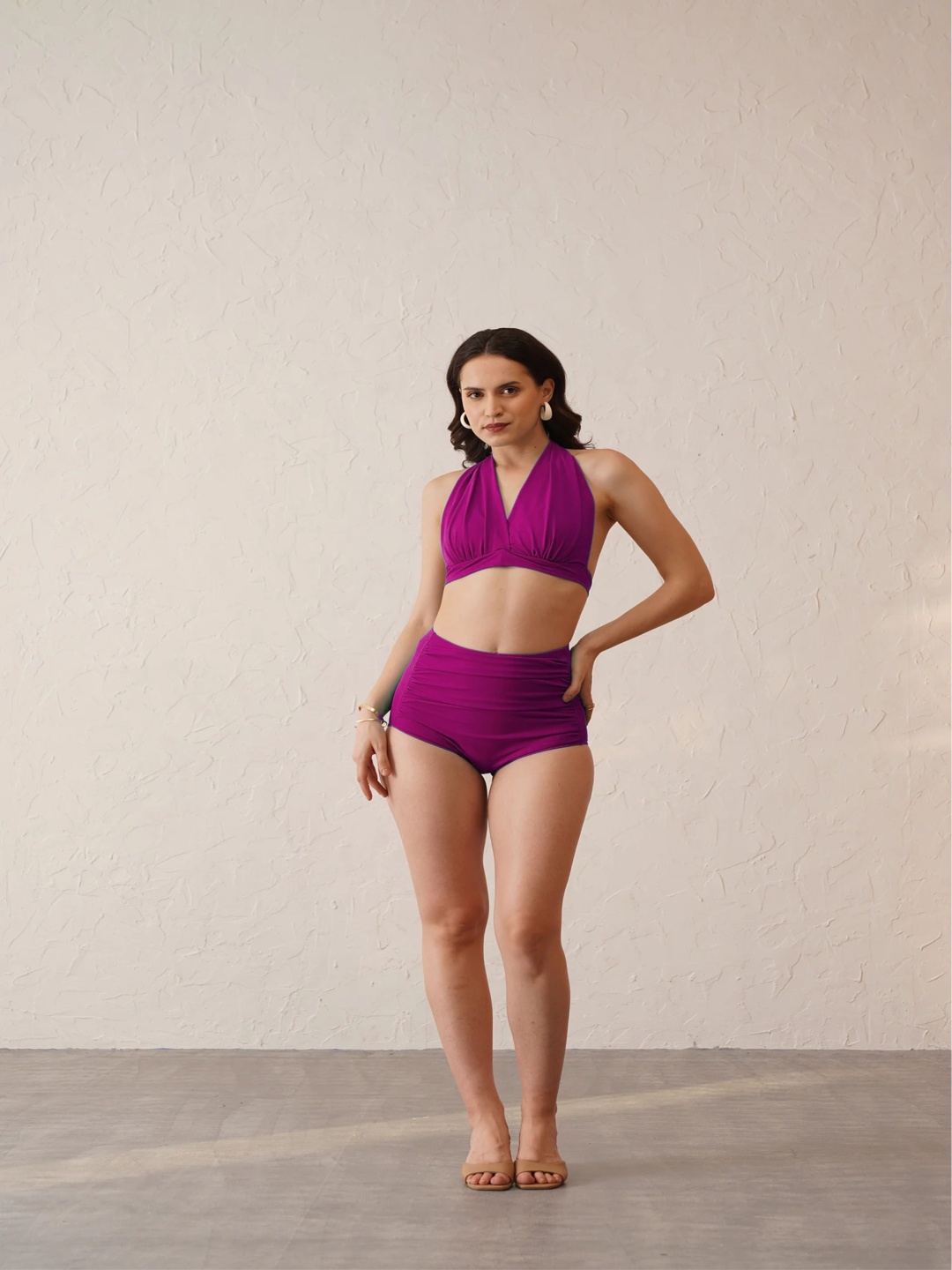 

FXM Halter Neck Swim Bikini Set, Purple